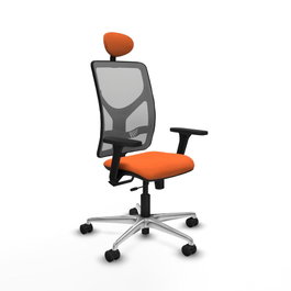 PIQUERAS Y CRESPO Silla de oficina Motilla con mecanismo Sincro/Traslack, Tela Naranja y Malla Gris