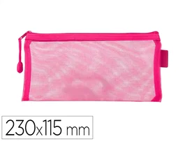 Liderpapel Bolsa zipper bag ticket poliester transpirable multiusos 230x115 mm rosa