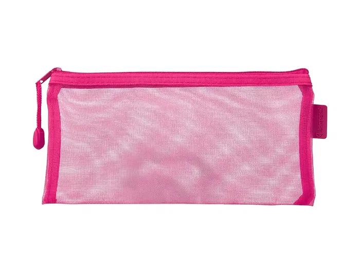Liderpapel Bolsa zipper bag ticket poliester transpirable multiusos 230x115 mm rosa
