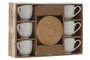 DKD Home Decor Set de 6 Tazas de Porcelana y Bambú Blancas 90ml 5.8 x 6 x 8.4 cm