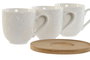 DKD Home Decor Set de Café de 6 Piezas de Porcelana y Bambú Blanco 90ml