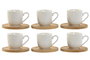 DKD Home Decor Set de Café de 6 Piezas de Porcelana y Bambú Blanco 90ml