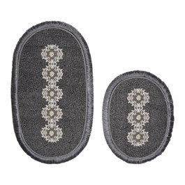Mijölnir E4_807 Juego de Alfombras de Baño 2 Piezas 100% Poliéster Antideslizante Antibacterias Color Antracita