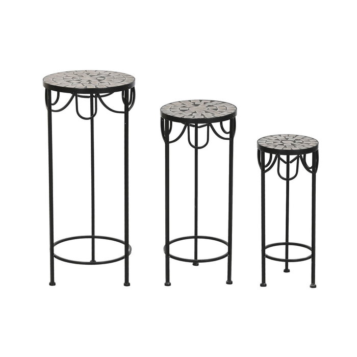DKD Home Decor Set de 3 Mesas Auxiliares Mosaico Stones