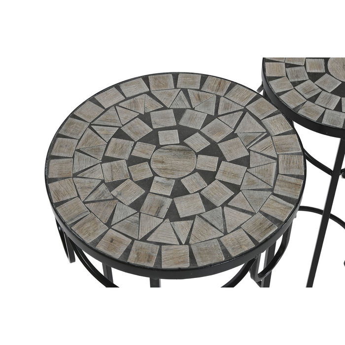 DKD Home Decor Set de 3 Mesas Auxiliares Mosaico Stones