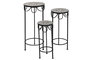 DKD Home Decor Mesita Auxiliar Terraza Y Jardin Multicolor Negro 30 x 69 x 30 cm Set de 3