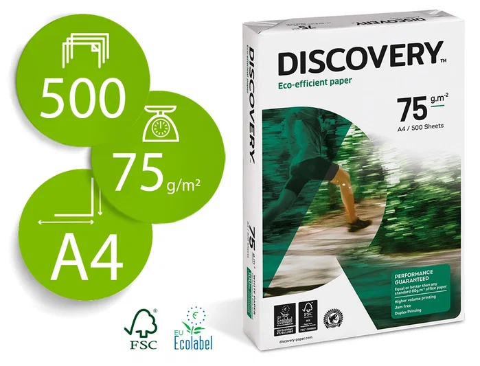 Discovery Papel A4 75g Set de 5 Paquetes de 500 Hojas