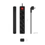 Aisens Base Múltiple 5 Tomas con Interruptor, Cable 1.4m, Negro