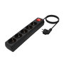 Aisens Regleta de 5 Tomas con Interruptor y Cable 1,4m, Negro