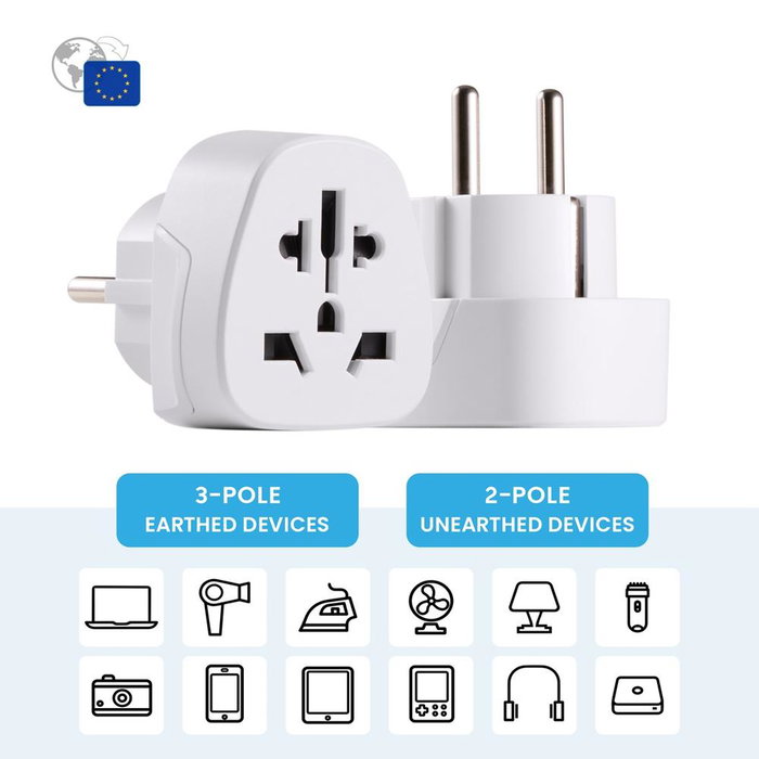 Ewent EW1480 Enchufe Universal USA UK Australia China Viajes Adaptador de Corriente