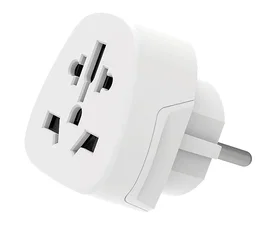 Ewent EW1480 Adaptador de Enchufe Universal del Mundo a Europa, Tipo C Schuko, para USA UK AUS China, Con Protección Infantil y Sobrecarga, Blanco