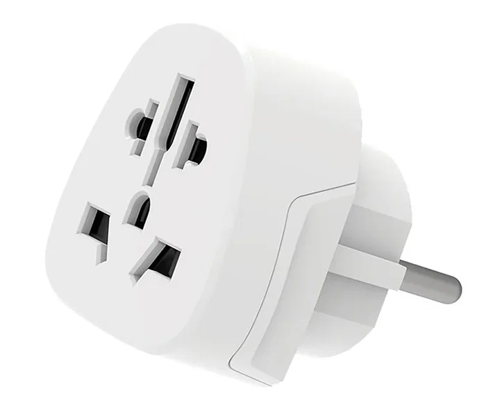 Ewent EW1480 Adaptador de Enchufe Universal del Mundo a Europa, Tipo C Schuko, para USA UK AUS China, Con Protección Infantil y Sobrecarga, Blanco