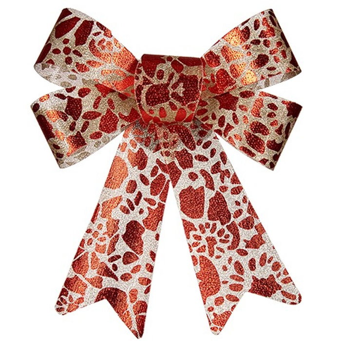Lazos Krist+ Rojo Dorado Estampado 15 x 4 x 16 cm 15 x 28 x 4 cm Adorno Navideño (12 Unidades)