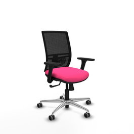 PIQUERAS Y CRESPO Silla de oficina Yunquera Rosa con brazos 3D y malla negra