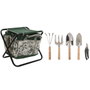 DKD Home Decor Set de 8 Utensilios con Taburete Green Leaves Blanco y Verde