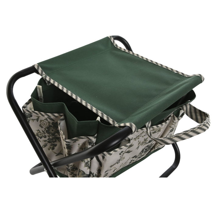 DKD Home Decor Set de 8 Utensilios con Taburete Green Leaves Blanco y Verde DKD Home Decor Set de 8 Utensilios con Taburete Green Leaves Blanco y Verde