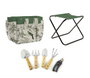 DKD Home Decor Set de 8 Utensilios con Taburete Green Leaves Blanco y Verde