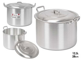 KINVARA Olla de Aluminio 28 cm 12,5 L Plata, Pack de 2