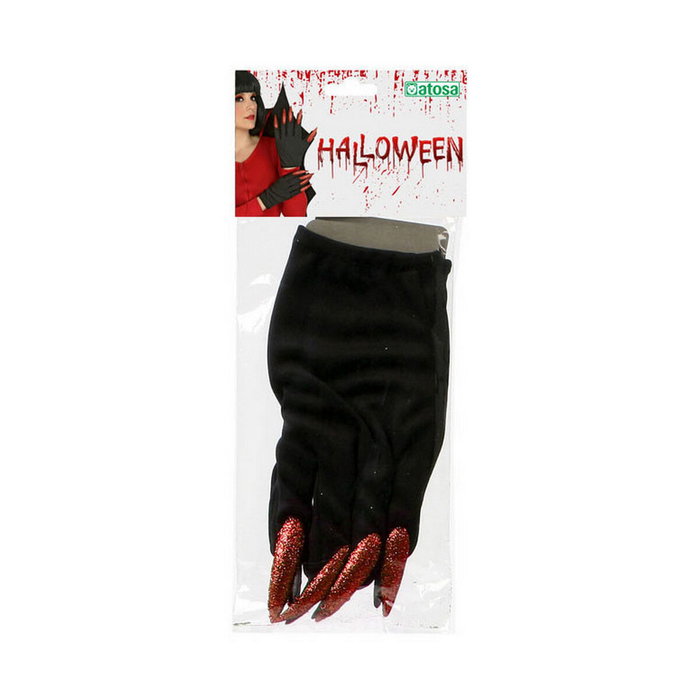 Demonia Guantes Negros con Garras Rojas Largas para Disfraz de Diabla Demonia Guantes Negros con Garras Rojas Largas para Disfraz de Diabla