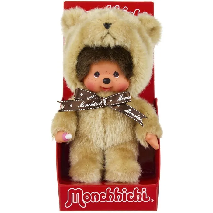 Monchhichi Peluche Oso 20 cm - Muñeco Mono Vintage Años 80 - Juguete Blando Bebé 2+ Años