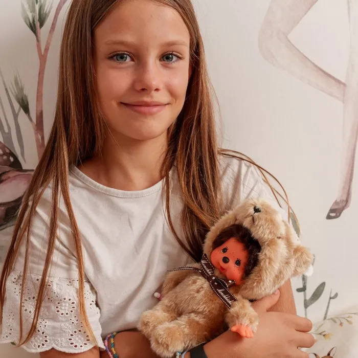 Monchhichi Peluche Oso 20 cm - Muñeco Mono Vintage Años 80 - Juguete Blando Bebé 2+ Años
