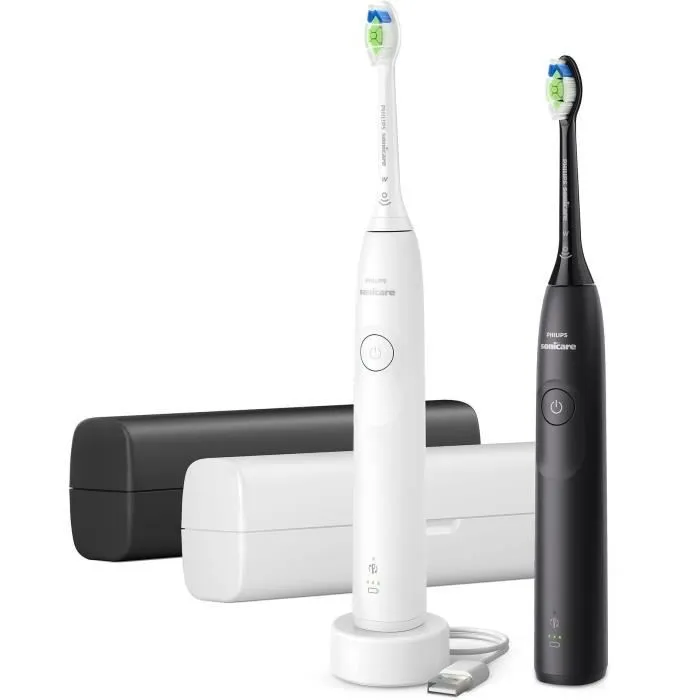 Philips HX7109/01 Cepillo de dientes eléctrico Sonicare Mango doble Serie 5300 Blanco y negro