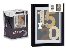 Giftdecor Portafoto Pared Madera con Paspartú Negro 15x20 cm (Set de 12)