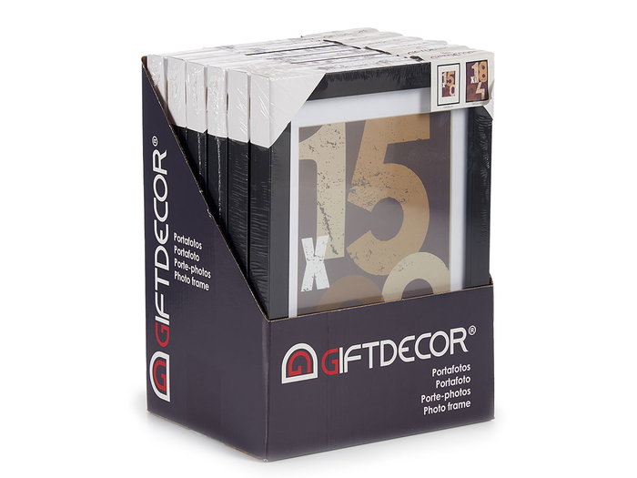 Giftdecor Portafoto Pared Madera con Paspartú Negro 15x20 cm (Set de 12)
