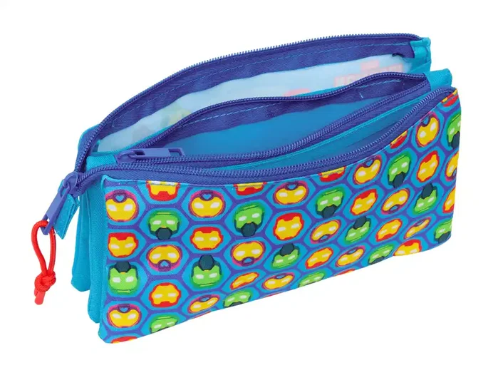 Safta Estuche Portatodo Escolar Triple Iron Man con 3 Cremalleras 120x220x30 mm