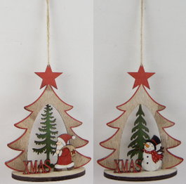 DKD Home Decor Decoración Colgante de Madera Árbol (Pack de 2)
