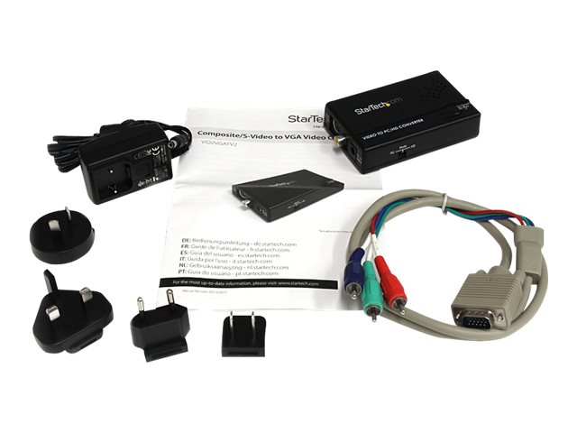 StarTech.com VID2VGATV2 Adaptador Conversor Escalador de S-Video/Video Compuesto a VGA, Escalado hasta 1080p, Plug & Play