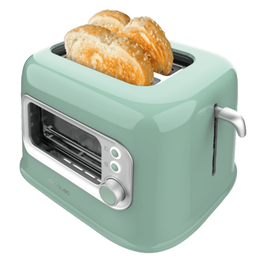 CECOTEC Tostador RetroVision Green 5, 2 rebanadas, 700 W, Verde claro, Acero inoxidable