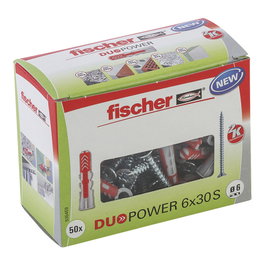Fischer DuoPower 6x30 S Set de Tacos y Tornillos 6 x 30 mm, 50 unidades