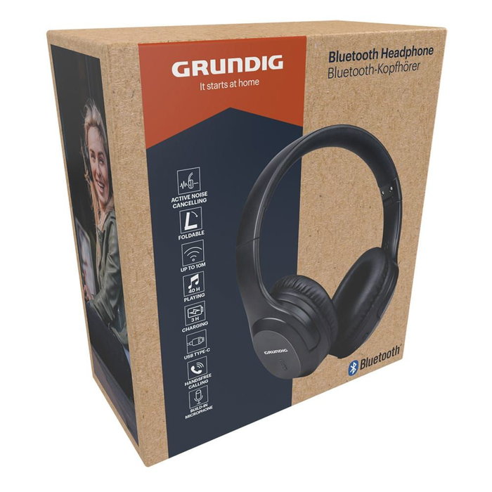 Grundig Auriculares de Diadema Plegables Bluetooth con Micro y Cancelación de Ruido, 40h Batería