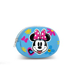 Disney Monedero Minnie Mouse Pill Floral Azul, Compartimento con Cremallera, Capacidad 0.10L, Dimensiones 2 x 12.5 x 9 cm, Exterior PVC