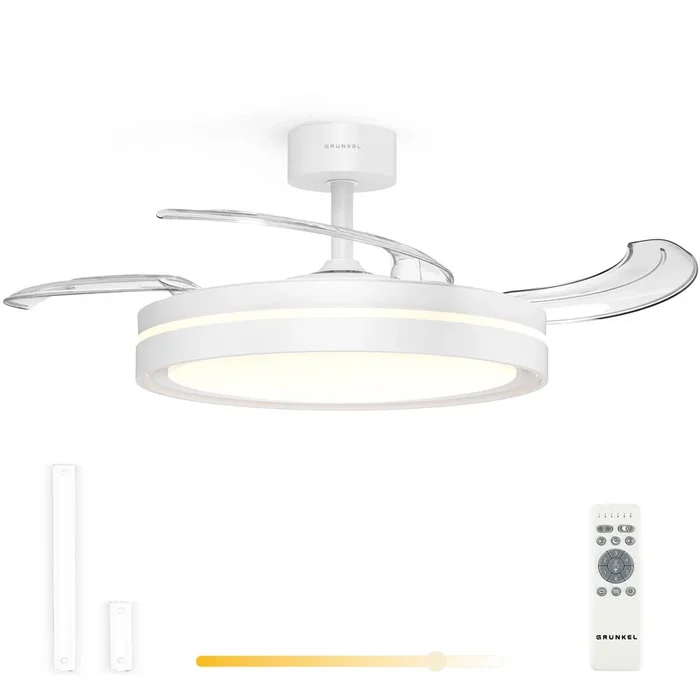 Grunkel SKYWHITE42 Ventilador de Techo Blanco con 3 Aspas Retráctiles y Luz LED Grunkel SKYWHITE42 Ventilador de Techo Blanco con 3 Aspas Retráctiles y Luz LED