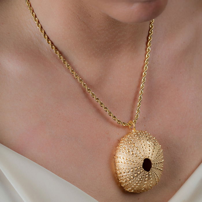 Shabama TRENC TOP Collar #oro brillo - Collar de cadena Vinculum con colgante erizo de mar ajustable, 45+5 cm, oro