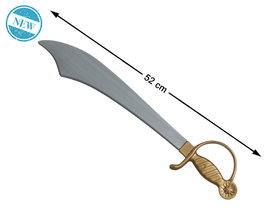 Espada Pirata Curva 52 cm Con Empuñadura Dorada Para Corsario - Accesorio Carnaval Fiestas Temáticas