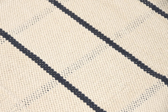 DKD Home Decor Alfombra de Algodón con Rayas Crudo y Azul 140x200 cm