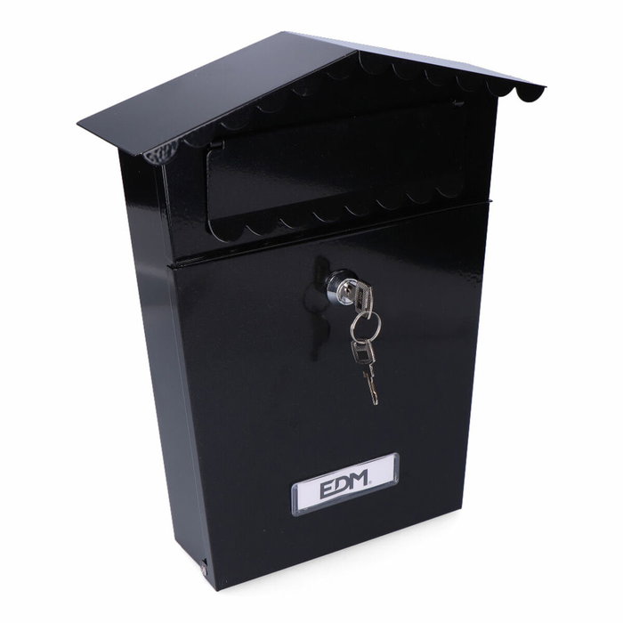 Edm Buzón de acero modelo House negro 210 x 60 x 300 mm Edm Buzón de acero modelo House negro 210 x 60 x 300 mm