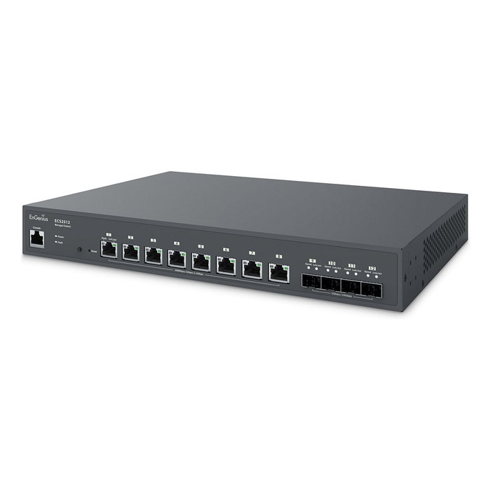 EnGenius ECS2512 M 8+4P Interruptor de red gestionado L2+, 8 puertos 2.5G Ethernet (100/1000/2500 Mbps), 120 Gb/s, montaje en rack, 512 MB