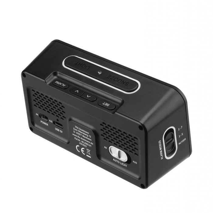 Tfa BOXX2 Despertador Digital Radiocontrolado con Clima de Habitación