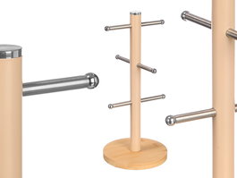 Kinvara Soporte para 6 Tazas con Base de Bambú Beige 15x34x15 cm (Set de 12)