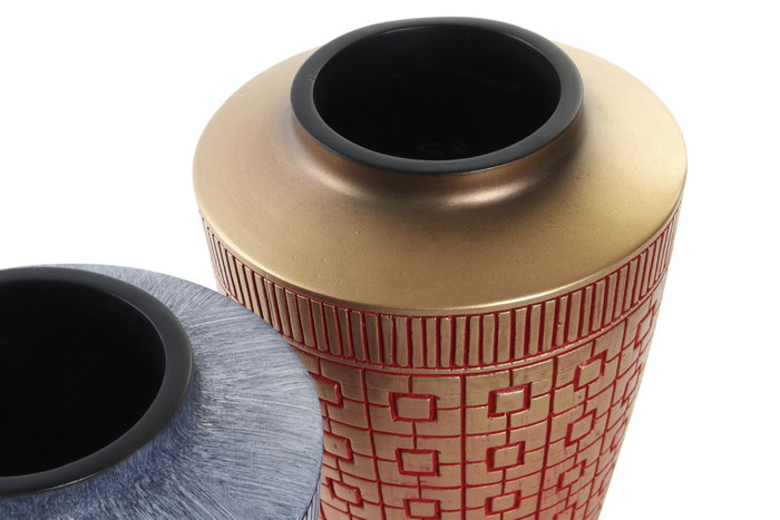 DKD Home Decor Jarrón de Resina Oriental Dorado Set de 2