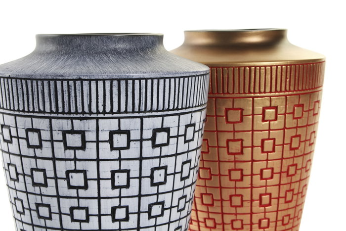 DKD Home Decor Jarrón de Resina Oriental Dorado Set de 2