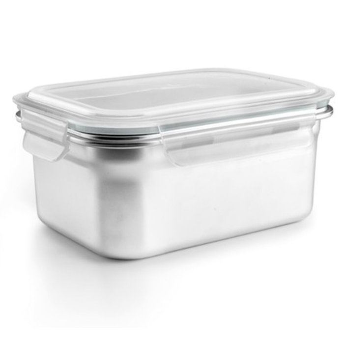Ibili Fiambrera rectangular de acero inoxidable con tapa hermética de 1600 ml Ibili Fiambrera rectangular de acero inoxidable con tapa hermética de 1600 ml
