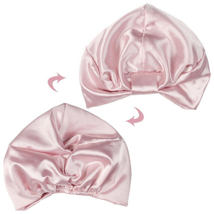 Cosmetic Club Gorro Dormir Satén Beige Rosa Cuidado Cabello Puntas Abiertas Encrespamiento Hidratación Brillo Suave Elástico Talla Única 20x29cm