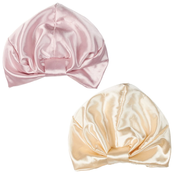 Cosmetic Club Gorro Dormir Satén Beige Rosa Cuidado Cabello Puntas Abiertas Encrespamiento Hidratación Brillo Suave Elástico Talla Única 20x29cm