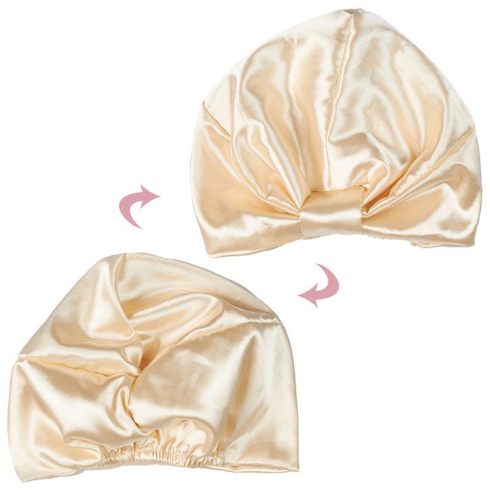 Cosmetic Club Gorro Dormir Satén Beige Rosa Cuidado Cabello Puntas Abiertas Encrespamiento Hidratación Brillo Suave Elástico Talla Única 20x29cm