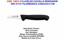 Filarmonica Cuchillo Mondador Ref. 51141 Cóncavo 6 cm